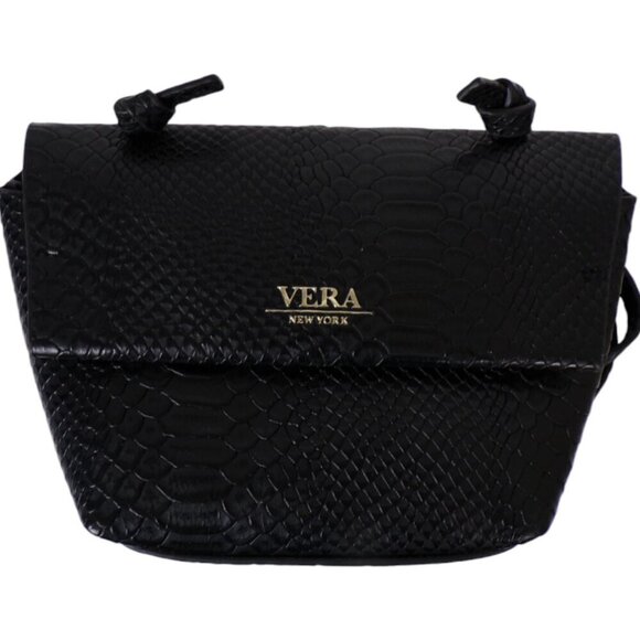 Vera New York's Genny Crossbody Handbag in Black Vegan Leather  #1289 - Picture 1 of 7